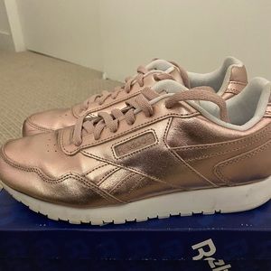 Rose gold metallic Reebok Classics